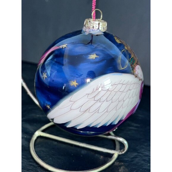 Hand-Painted Glass Angel Ball Christmas Ornament In Satin-Lined Box - Picture 5 of 7